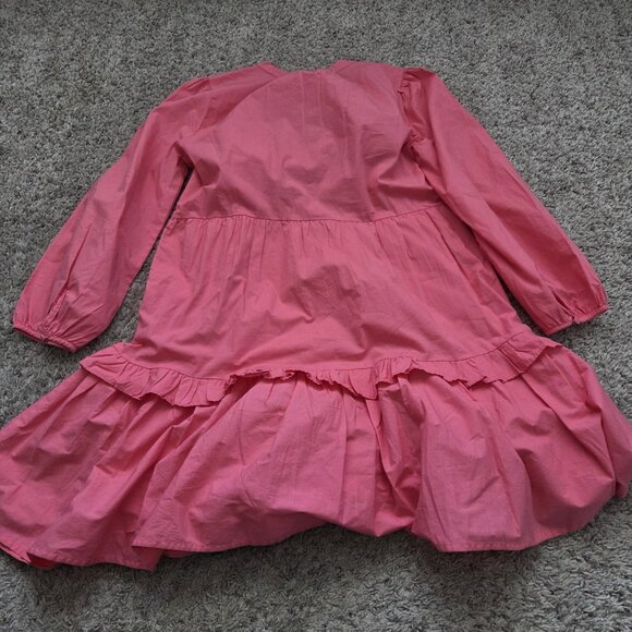 J Crew Dress Womens Medium Pink Tiered Ruffled V Neck Long Sleeved Tags - Picture 5 of 5